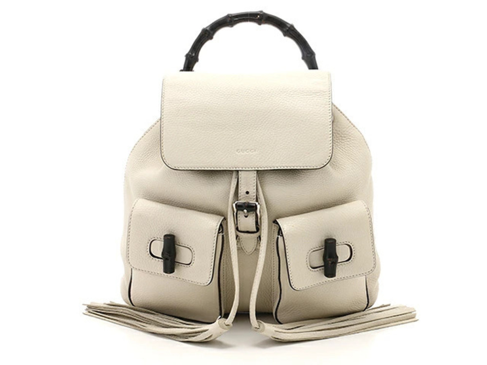 Gucci Bag Backpack Bamboo Calf Ivory White